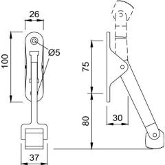 Türfeststeller 106002 Alu.silberf.lack.Türmontage KWS