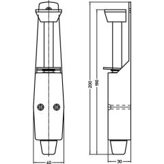 Türfeststeller 90/2 LM silber Hubh.30mm Türmontage FRIDAVO