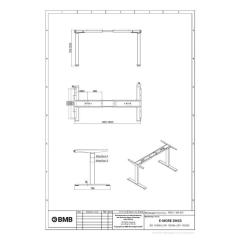 Steh-Sitz Tischgestell E-MORE 2M2S silber RAL 9006 H.700-1200mm BMB