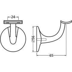 Handlaufträger 3501 Alu.silberf.elox.D.Wandplatte 56mm