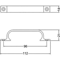 Handgriff A.21mm L.112mm B.14mm Alu.silberf.elox.Löcher 2,D.4,3mm HERMETA