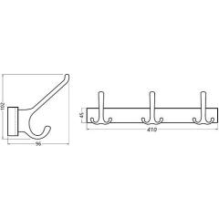 Huthakenleiste 0822-0823 3 Hak.A.96mm LM silberf.elox.H.102mm HERMETA
