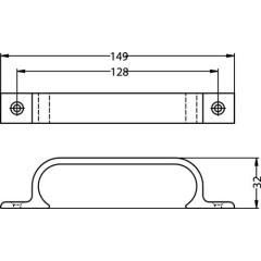 Handgriff A.28mm L.149mm B.19mm Alu.schwarz Löcher 2,D.4,3mm HERMETA