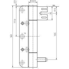 Objektband VARIANT VN 8938/160 U FD VA ma geb.160kg 22,5mm DIN L | 2 Stück