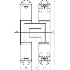 Objektband Tectus® TE 340 3D VA RAL 9005 schwarz ma (SW 107) 80kg DIN L/R