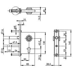 Gittertorschloss 107 Dornm.50mm verz.AMF