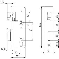 Schloss 143U DIN L/R PZW 40mm AMF