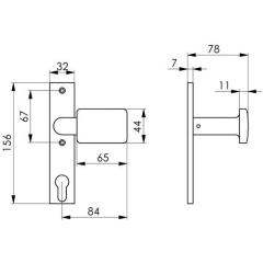Türknopf-Kurzschild 486ZD fest/drehb.LM F1/silberf.4-KT.8mm AMF