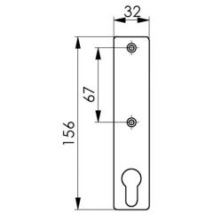 Zylinderkurzschild 427Z VA ma o.Drückerloch PZ 72mm AMF