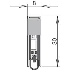 Türdichtung Schall-Ex L-8/30 WS 1-s.L.833mm B.8mm Alu.silber silber HLT L/R
