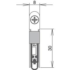 Türdichtung Schall-Ex L-8/30 WS 1-s.L.1083mm B.8mm Alu.silber silber HLT L/R