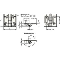 Scharnier GN 237 H.60mm B.60mm S.8mm Zink-Druckguss besch.GANTER | 10 Stück
