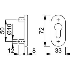 Feuerschutz-Schlüsselrosette FS-E55S VA F69 Schildst.8mm PZ ov.HOPPE