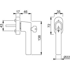 Fenstergriff Ams.E0400S/UD9056 VA F69/matt 20-30mm HOPPE