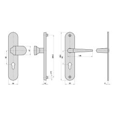 Aluminium-Vollmaterial-Schutzbeschlag | Langschild rund (PZ) 92/10 mm, Alu IROX