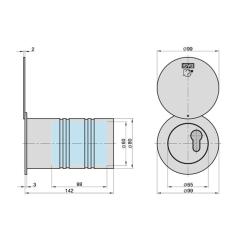 Rohrtresor mit Schutzklappe - L142 mm, Ø80 mm