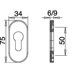 edi - Schlüsselrosette 0813/6003 VA EST Schildst.6 mm PZ ov.