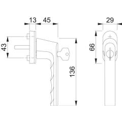 Hoppe Fenstergriff Hamburg 0700LS/U26 100NM
