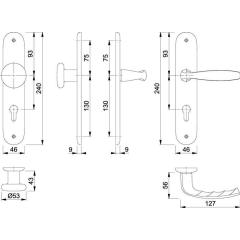 Hoppe Langschild New York mit Knauf| Aluminium PZ