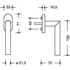 HEWI Fenstergriff 162XAFG.2 30 mm VA ma 30 mm Stand.