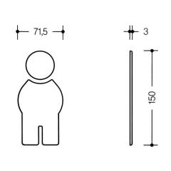 HEWI Symbol Mann 801.91.010 PA Farb-Nr.90 B.71,5 mm H.150 mm S.3 mm