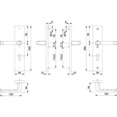 Hoppe Schutzgarnitur London Aluminium (F2/neusilberfarbig) PZ