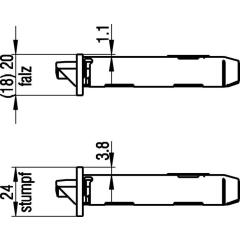 BKS - Einsteckschloss Stulp 20 mm, rund, DIN rechts, Falle und Riegel Zinkdruckguss