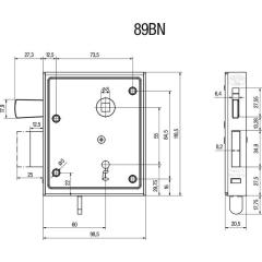 Bever Universal-Kastenschloss DIN L/R BB hebende F 60 mm