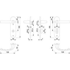Hoppe Kurzschildgarnitur Tôkyô Aluminium (F1) WC