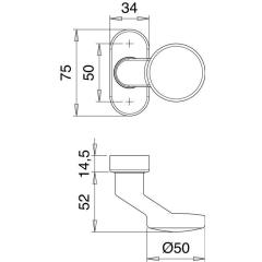 edi - Profiltürknopf 2033/1610 Material VA EST 4-KT.8 mm fest/drehbar