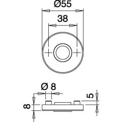 edi - Drücker-Rosette 051/1 VA F00 Schildst.8 mm Drückerloch rund