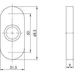 OGRO Drücker-Rosette 6621 AL Alu.F1 Schildst.9 mm rund ov.