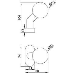 Rahmentürknopf 2085 Material VA 60 gekr.fest