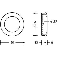 HEWI Einlassmuschel 538 MLB PA ma 90 tiefschwarz L.90 mm B.90 mm