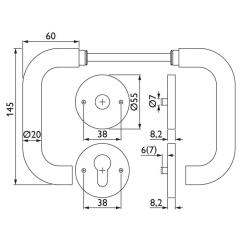FS-Garnitur NW-445-1 VA 60 TS 42-78mm PZ rd DIN L/R TECWERK