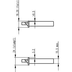 BKS - Einsteckschloss Stulp 18 mm, käntig, DIN rechts, Falle und Riegel Zinkdruckguss