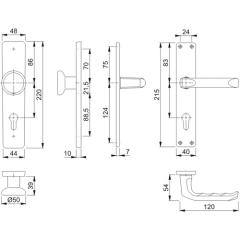 Hoppe Langschildgarnitur London Aluminium (F2/neusilberfarbig) PZ