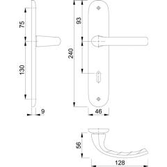 Hoppe Langschildgarnitur Tôkyô Aluminium (F2/neusilberfarbig) PZ BB