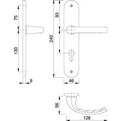 Hoppe Langschildgarnitur Tôkyô Aluminium (F2/neusilberfarbig) PZ