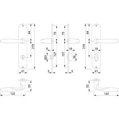 Hoppe Langschildgarnitur Verona Messing (F49R/verchromt-Resista®) WC