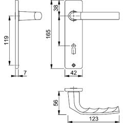 Hoppe Kurzschildgarnitur Birmingham Aluminium (F2/neusilberfarbig) BB