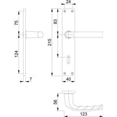 Hoppe Langschildgarnitur Birmingham Aluminium (F2/neusilberfarbig) BB