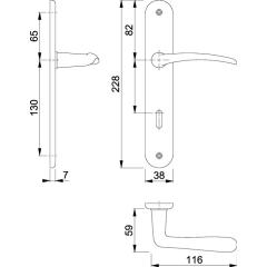 Hoppe Langschildgarnitur Istanbul Messing (F41/satiniert verchromt) BB DIN links/rechts