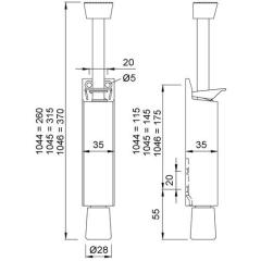 KWS - Türfeststeller 1044.02 Alu.silberf.lack.Hubh.60mm Türmontage