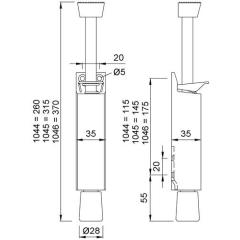 KWS - Türfeststeller 1045.02 Alu.silberf.lack.Hubh.90mm Türmontage