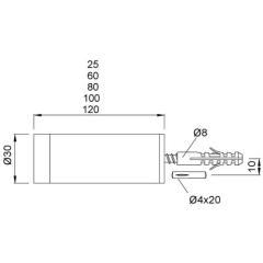 KWS - Wandtürpuffer 2070 Alu.silberf.elox.L.60mm