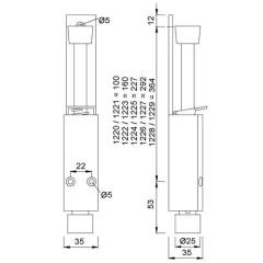 KWS - Türfeststeller 1226.02 Alu.silberf.lack.Hubh.120mm Türmontage