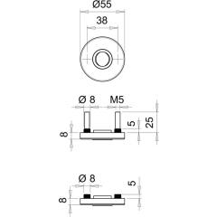 edi - Drücker-Rosette 051 VA F00 Schildst.8 mm Drückerloch rund