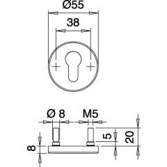 edi - Schlüsselrosetten-Paar 056 VA F00 Schildst.8 mm PZ rund