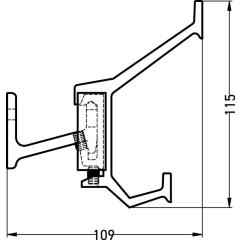 Wandgarderobe Alu.F1 ma silber 4 Hut-/Mantelhaken L.570mm